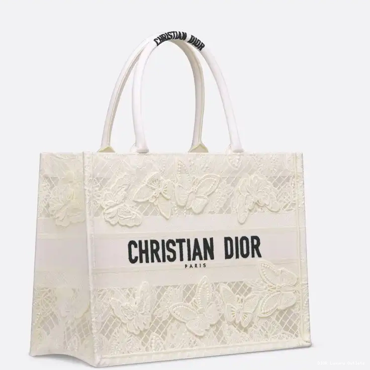 Cheap Butterfly Dior Canvas D-Lace Book Tote White Motif 0519 Luxury